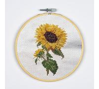 DUTCH STITCH BROTHERS - Sunflower Counted Cross Stitch 6" Hoop and Pattern Included - Cross Stitching Kits for Adults Advanced and Beginners
