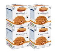 Dutch Stroopwafels Bundle with 4 x Caramel Wafers 230g, 32 Biscuits Total, Syrup Filled Waffle Biscuits, Dutch Caramel Stroopwafels, Coffee Biscuits, Tea Biscuits, Sweet Snack Multipack