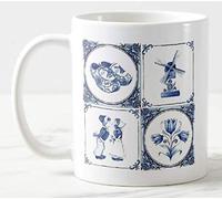 Dutch Themed Mug,11 oz Large Handle Ceramic Tea/Coffee Mug.