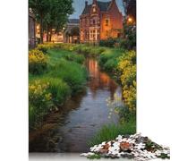 Dutch Town 300 Pieces Wooden Jigsaw Puzzles for Adults Fun Toy Intellectual Game Home Decoration Stress Relief Education Game Relaxation And Intelligence 300pcs (40x28cm)