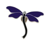 Dutch Tulip with Enamel - Vintage Purple Flower, Green Leaf & Small Dragonfly Lapel Pin, Normal, Non-precious metal