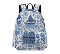 Dutch Tulips Sailing Ships Classic Backpack Adjustable Shoulder Bag Daypack