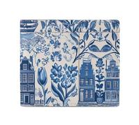 Dutch Tulips Sailing Ships Mens Wallet Slim Leather Card Holder Bifold Wallets Front Pocket