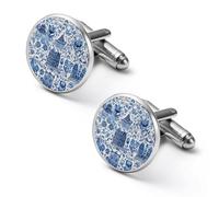 Dutch Tulips Sailing Ships Round Cufflinks for Men Classic Cuff Links Jewellery for Wedding Business Party