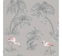 DUTCH WALLCOVERINGS Wallpaper Flamingo Grey Peel Wall Covering Sheet Panel