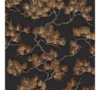 DUTCH WALLCOVERINGS Wallpaper Pine Tree Black and Gold Home Wall Covering