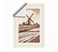 Dutch Windmill at Rest Vintage Unframed Wall Art Print A4 (29.7×21cm), Wall Decor for Living Room, Bedroom, Office & Home, Art Gift