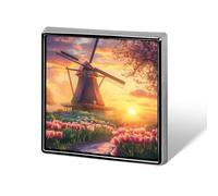 Dutch Windmill at Sunset Printed Brooch Pins Badge Button Tie Lapel Backpack Pin Decoration for Women Men