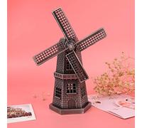 Dutch Windmill European Metal Architectural Model Handicraft Ornaments Tourist Souvenirs World Building Metal Ornaments (Small Gray)