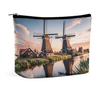 Dutch Windmill Makeup Bag for Women Portable Cosmetic Waterproof Pouch Aesthetic Handheld Travel Work