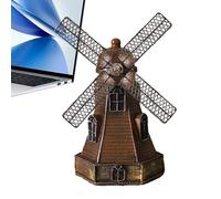 Dutch Windmill Statue - 13.5 x 12 x 21 cm, European Landscape Decoration, Rotating Resin Figure, Dismountable Decorative Ornament, Positivity and Entrepreneurship for Home or Office