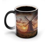 Dutch Windmill Sunset Heat Changing Coffee Mug Color Changing Mug Ceramic Cup for Women Men Gifts Idea