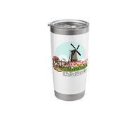 Dutch Windmill Tulip Fields Netherlands Spring Flowers Women Stainless Steel Insulated Tumbler