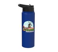 Dutch Windmill Tulip Fields Netherlands Spring Flowers Women Stainless Steel Insulated Water Bottle