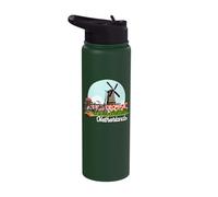Dutch Windmill Tulip Fields Netherlands Spring Flowers Women Stainless Steel Insulated Water Bottle