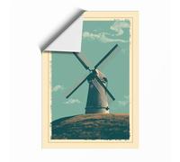 Dutch Windmill Vintage Unframed Wall Art Print A4 (29.7×21cm), Wall Decor for Living Room, Bedroom, Office & Home, Art Gift