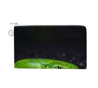 Dutch Windmill Wallet for Men Women Canvas Coin Purse Zippered Change Holder with Secure Closure, The green snake, One Size
