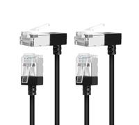 Dutevolns 2Pack 90° Downward Angled Cat 6A Ethernet Ultra Slim Cable 0.5m,Flexible Cat6a LAN Cable, 10Gbps High-Speed Thin Rj45 Internet Cable, for PC, Router, Modem (Black)