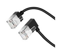 Dutevolns Flexible Cat 6 Ethernet Cable 90° Right Angled 2M, Ultra Thin & Slim Rj45 LAN Lead Gigabit Applicable For Mac, PC, Router, Ps4/5, (Black)