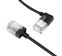 Dutevolns Slim Cat 6 Ethernet Cable 90° Left Angled 2M, Ultra Thin & Flexible Rj45 LAN Cord up to High Speed 10Gbps 550MHz for Mac, PC, Router, Windows (Black)