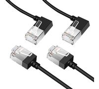 Dutevolns Ultra Slim 90° Degree Cat 6A Ethernet Cable Left Angled 10m 2Pack, 10Gbps High-Speed Internet Flexible Cable for PC, Router, Modem (Black)