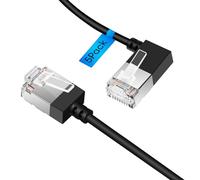 Dutevolns Ultra Slim 90° Degree Cat 6A Ethernet Cable Left Angled 2M 5Pack, 10Gbps High-Speed Internet Flexible Cable for PC, Router, Windows (Black)