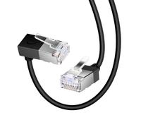 Dutevolns Ultra Thin Cat 6 Ethernet Cable 90° Downward Angle 1.5M, Flexible & Slim Rj45 Cat 6a LAN Cord up to High Speed 10Gbps 550MHz for PC, Router, Windows (Black)