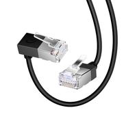 Dutevolns Ultra Thin Cat 6 Ethernet Cable 90° Downward Angle 3M, Flexible & Slim Rj45 Cat 6a LAN Cord up to High Speed 10Gbps 550MHz for PC, Router, Windows (Black)