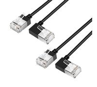 Dutevolns Ultra Thin Cat 6A Ethernet Cable 90° Degree Right Angled 8M 2Pack, 10Gbps High-Speed Network Slim Cable, 250Mhz, Rj45 Flexible Ethernet Cable, for PC, Router, Windows (Black)