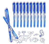 DUTIFUL 10PCS Erasable Gel Pens With Rubbers on End - Blue Ink - Rub Out Writing Instruments for Kids, Adults - School Office Supplies