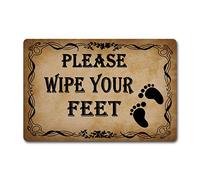 dutis Please Wipe Your Feet Inside/Outside Door Mats Funny Doormats Anti-Slip Rubber Mat 23.6"X15.7" Multicolor
