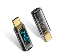 Duttek 240W USB C Extension Adapter with Digital Display, 40Gbps USB C Male to Female Adapter Support 8K@60Hz for Thunderbolt 4/3, iPhone 16 15 Pro Max (2 Pack)