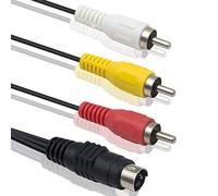 Duttek 4 Pin Mini DIN S-vedio Plug Male to Male 3 RCA Audio Cable Adapter for DVD,TV,VCR (5 feet/1.5m,Black)