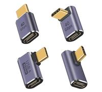 Duttek 40Gbps USB C Angled Adapter 4 Style, 90 Degree USB C Angled Adapter PD 100W Extension Connector Compatible with Thunderbolt 3/4, Steam Deck, MacBook, Phone, Game Console (4 Pack)