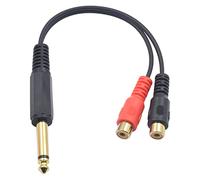 Duttek 6.35mm to 2 RCA Splitter Cable 20cm,1/4 Inch Mono Audio TS 6.35 to 2 RCA Phono,2 RCA Female to 6.35mm Jack Adapter for Speakers,Amplifiers,Stereos and more.