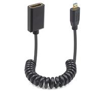 Duttek 8K 90 Degree Micro HDMI Entender Coiled Cable, 48Gbps Micro HDMI Male to HDMI Female Cable for Gopro Hero and Other Action Camera 1.2M