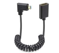 Duttek 8K 90 Degree Micro HDMI Entender Coiled Cable, 48Gbps Right Angle Micro HDMI Male to HDMI Female Cable for Gopro Hero and Other Action Camera 1.2M