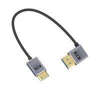 Duttek 8K Coaxial Right Angle HDMI to Mini HDMI Cable 1FT/30cm, [48Gbps, 8K@60Hz, 4K@240Hz], Ultra Thin Mini HDMI 2.1 Male Cable for Camera, Camcorder, Tablet, Laptop, Raspberry Pi Zero
