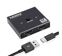 Duttek 8K HDMI Splitter 1 in 2 Out, HDMI 2.1 Switch 2 in 1 Out Support Bi-Direction, 8K@60HZ HDR for Xbox Series, PS5/PS4/PS3, Roku, Apple TV, PC, Fire Stick