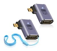 Duttek 8k Micro HDMI to HDMI Adapter (2-Pack),Micro HDMI Male to HDMI Female Extension Adapter support 8K@60Hz,UltraHD,3D for Camera, Laptop and more (Left Angle Micro HDMI to HDMI Adapter)