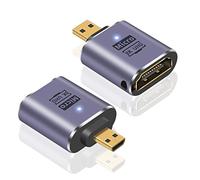 Duttek 8k Micro HDMI to HDMI Adapter (2-Pack),Micro HDMI Male to HDMI Female Extension Adapter support 8K@60Hz,UltraHD,3D for Camera, Laptop and more (Micro HDMI Male to HDMI Female Adapter)