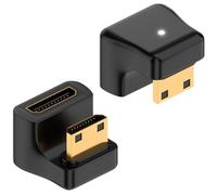 Duttek 8K U Shape Mini HDMI Adapter, 48Gbps Down Angle Mini HDMI Male to Female Extension Adapter, 180 Degree Mini HDMI Adapter with LED Working Indicator for Camera, Camcorder,Tablet, PC (2 Pack)