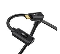 Duttek 90 Degree Angle 80G USB C Extension Cable,240W USB C Male to Female Fast Charge Cable, USB4.2 Thunderbolt 4 16K@60Hz For iPhone16/15 Series, iPad Air/Pro,（0.3M）