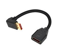 Duttek 90 Degree DisplayPort 2.1 Cable 6Inch/15cm, 40Gbps Short Down Angle Displayport Male to Female Cable [16K@30Hz, 8K@120Hz, 4K@240Hz] for Dual Monitor, RTX 5090/4090, 240Hz Gaming