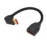 Duttek 90 Degree DisplayPort Cable 2.1, Short Up Angle Displayport Male to Female Cable [16K@30Hz, 8K@120Hz, 4K@240Hz] for Dual Monitor, RTX 5090/4090, 240Hz Gaming 6Inch/15cm