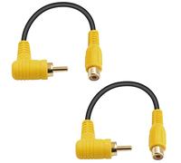 Duttek 90 Degree Short RCA Extension Cable, 24K Gold-Plated Subwoofer RCA Cable, RCA Male to Female Audio Cable Supports Shielded Digital Analogue for HDTV, DVD, Amplifiers 2-Pack (6in/15cm)