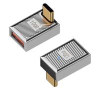 Duttek 90 Degree USB to C Adapter-2 Pack, USB Extender, Zinc Alloy USB 3.1 Type C to USB Adapter, USB A to USB C OTG Adapter 120W, 10Gbps for Laptop, PC, Charger