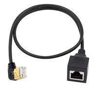 Duttek Cat8 40Gbps 2000Mhz Left Angle Ethernet Cable Extender - 8P8C Crystal Head RJ45 Network Cable Connector for Notebook, Switch, Desktop PC - 0.5m