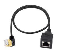 Duttek Cat8 Ethernet Cable, 40Gbps 2000Mhz Right Angle to Extender RJ45 Ethernet Female Cable, 8P8C Crystal Head RJ45 Network Cable Connector for Notebook, Switch, Desktop PC, 0.5m