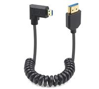 Duttek Hdmi to Micro Hdmi 2.1 Coiled Cable 1.2m, Hdmi 2.1 ultra high speed 48Gbps,Supports 8K@60Hz, 4K@120Hz, Suitable for Notebook/Mobile Phone Tablet/Camera's Micro Hdmi port (Right)